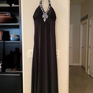 Morgan & Co. Black Backless Dress with Silver Accents